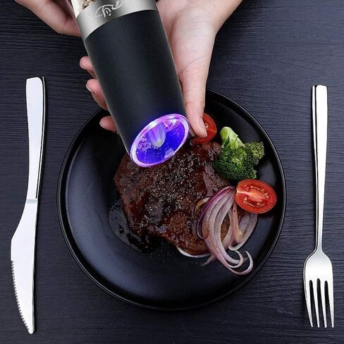 Gravity Electric Salt and Pepper Grinder Set, Automatic and Battery-Operated with Adjustable Coarseness, LED Light in Saudi Arabia