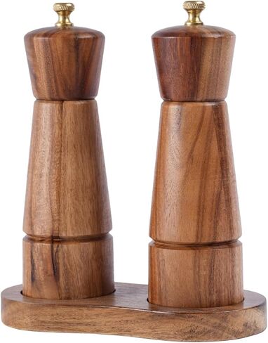 Pepper Grinder, Pepper Mill with Adjustable Stainless Steel, Acacia Wood, 16.5 cm Height, Bottom Dia: 5 cm, Upper Dia: 4.5 cm (Tray is NOT Included) in Saudi Arabia