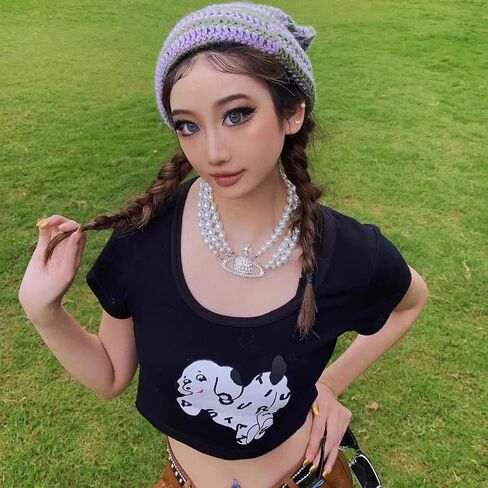 Handmade Gothic Knitted Little Devil Hat Cat Ear Striped Crocheted Beanie Hat Y2k Funny Hat for Women in Saudi Arabia