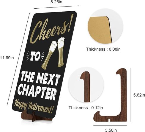 Retirement Decorations Sign for Women Men, Acrylic Retirement Poster Gifts with Stand, Table Happy Retirement Party Decorations Supplies, Black Gold, 2-Pack in Saudi Arabia