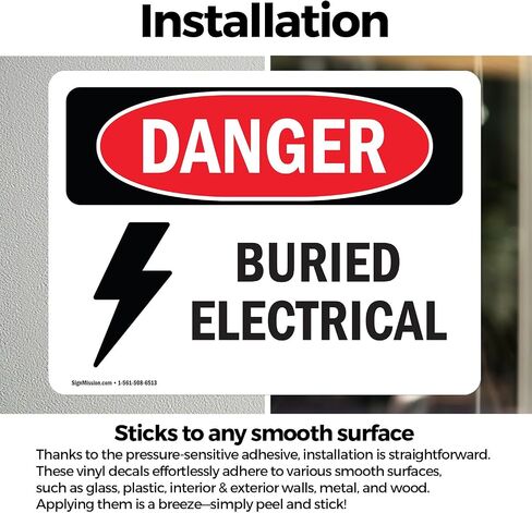 (2 Pack) Buried Electrical OSHA Danger Sign 10 Inch X 7 Inch Indoor/Outdoor Rust-Free Aluminum Metal Signs for Workplace, Workshop, and Construction Site, Made in the USA in Saudi Arabia