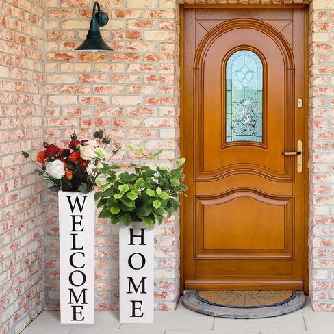 قطعتان من لافتة الترحيب الخشبية، مزهريات ترحيب كبيرة، مزهرية على شكل صندوق ريفي لهدايا الانتقال إلى منزل جديد، ديكور داخلي للباب الأمامي للمزرعة in Kuwait