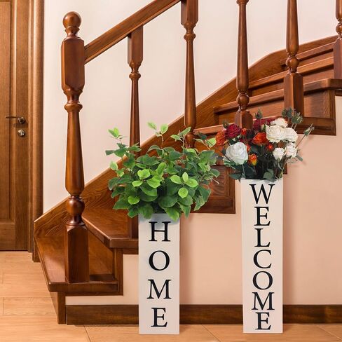 قطعتان من لافتة الترحيب الخشبية، مزهريات ترحيب كبيرة، مزهرية على شكل صندوق ريفي لهدايا الانتقال إلى منزل جديد، ديكور داخلي للباب الأمامي للمزرعة in Kuwait