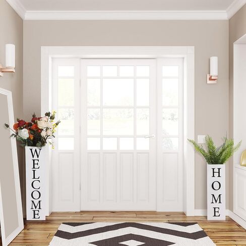 قطعتان من لافتة الترحيب الخشبية، مزهريات ترحيب كبيرة، مزهرية على شكل صندوق ريفي لهدايا الانتقال إلى منزل جديد، ديكور داخلي للباب الأمامي للمزرعة in Kuwait