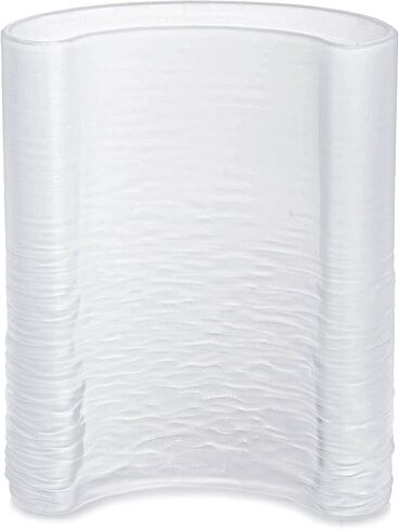 Crescent Shaped Glass Vase Ripple Texture Thickened Flower Vase Modern Vase Center Decoration(L,Apricot) in Saudi Arabia