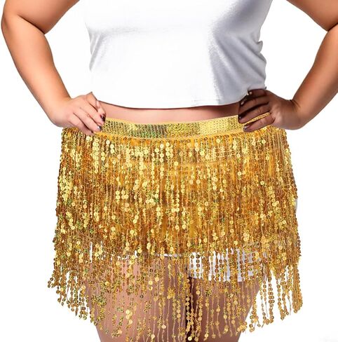Women Dance Skirts Sequins Sarong Tie Wrap Sparkly Skirt Rave Outfits Extra Waist Width Full Cover Hip in Saudi Arabia