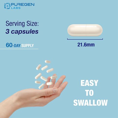 Puregen Labs Magnesium Taurate 1500mg per Serving [High Potency] 180 Veggie Caps, Chelated for Superior Absorption, Non-GMO, NO Gluten and Dairy | Made in USA in Saudi Arabia