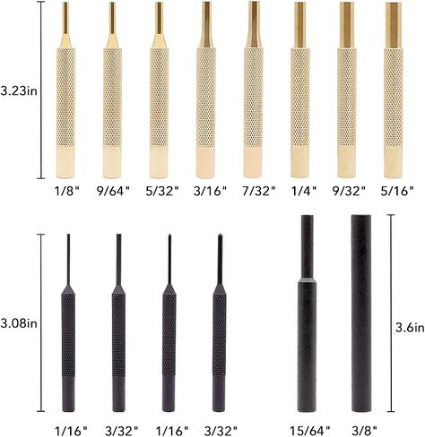 Roll Pin Punch Set,15pcs Roll Pin Punch Set and Hammer with Brass, Steel, Plastic Punches and brass/Polymer heads hammers In Storage Case for Gunsmithing in Saudi Arabia