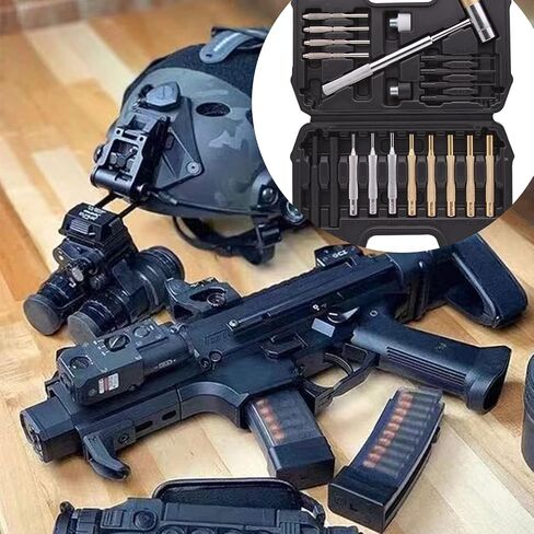 Roll Pin Punch Set,15pcs Roll Pin Punch Set and Hammer with Brass, Steel, Plastic Punches and brass/Polymer heads hammers In Storage Case for Gunsmithing in Saudi Arabia