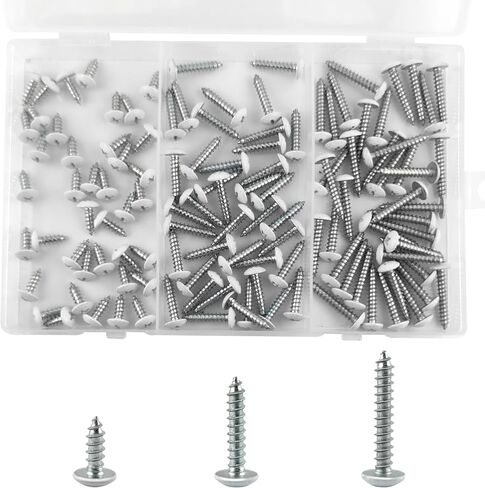 120Pcs #8 White Pan Head Wood Screws #8,Sheet Metal Screw Thread Truss Head Fast Zinc Plated Self-Tapping Screws,Home Screw Kit Wood Work for Wall Plates Cabinet,1/2 Inch, 1 Inch, 1-1/2 Inch in Saudi Arabia