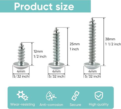 120Pcs #8 White Pan Head Wood Screws #8,Sheet Metal Screw Thread Truss Head Fast Zinc Plated Self-Tapping Screws,Home Screw Kit Wood Work for Wall Plates Cabinet,1/2 Inch, 1 Inch, 1-1/2 Inch in Saudi Arabia