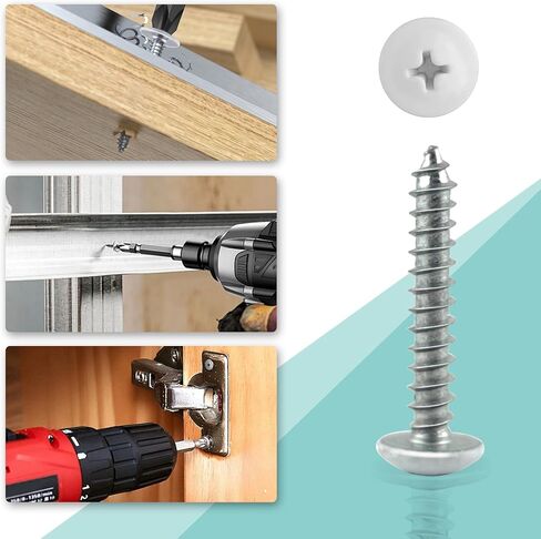 120Pcs #8 White Pan Head Wood Screws #8,Sheet Metal Screw Thread Truss Head Fast Zinc Plated Self-Tapping Screws,Home Screw Kit Wood Work for Wall Plates Cabinet,1/2 Inch, 1 Inch, 1-1/2 Inch in Saudi Arabia