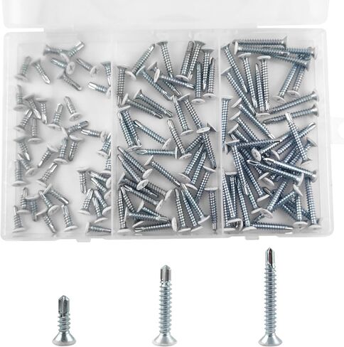 120Pcs #8 White Pan Head Wood Screws #8,Sheet Metal Screw Thread Truss Head Fast Zinc Plated Self-Tapping Screws,Home Screw Kit Wood Work for Wall Plates Cabinet,1/2 Inch, 1 Inch, 1-1/2 Inch in Saudi Arabia
