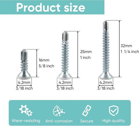 120Pcs #8 White Pan Head Wood Screws #8,Sheet Metal Screw Thread Truss Head Fast Zinc Plated Self-Tapping Screws,Home Screw Kit Wood Work for Wall Plates Cabinet,1/2 Inch, 1 Inch, 1-1/2 Inch in Saudi Arabia