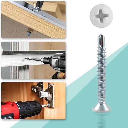 120Pcs #8 White Pan Head Wood Screws #8,Sheet Metal Screw Thread Truss Head Fast Zinc Plated Self-Tapping Screws,Home Screw Kit Wood Work for Wall Plates Cabinet,1/2 Inch, 1 Inch, 1-1/2 Inch in Saudi Arabia