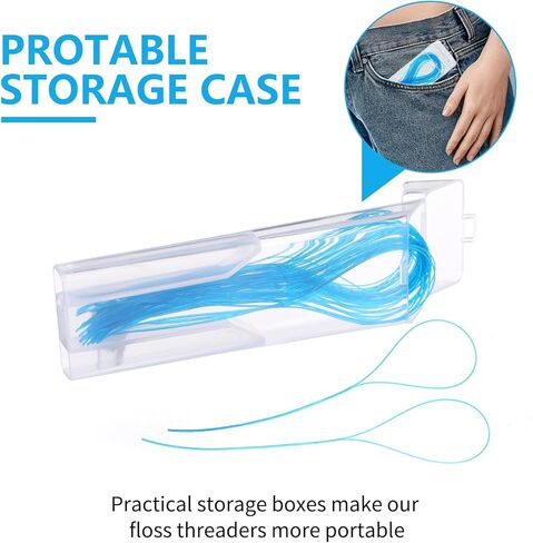 Dental Floss Threaders, 100PCS Dental Floss Deep Clean Dental Threader Interdental Floss for Braces Bridges Implants Oral Health Care 2Pack(Blue) in Saudi Arabia