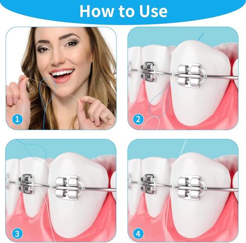 Dental Floss Threaders, 100PCS Dental Floss Deep Clean Dental Threader Interdental Floss for Braces Bridges Implants Oral Health Care 2Pack(Blue) in Saudi Arabia