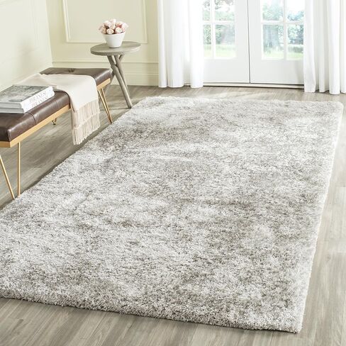 SAFAVIEH South Beach Shag Collection Area Rug - 8' x 10', Champagne, Handmade, 1.8-inch Thick Ideal for High Traffic Areas in Living Room, Bedroom (SBS562C) in Saudi Arabia