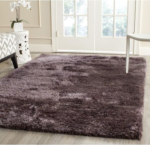 SAFAVIEH South Beach Shag Collection Area Rug - 8' x 10', Champagne, Handmade, 1.8-inch Thick Ideal for High Traffic Areas in Living Room, Bedroom (SBS562C) in Saudi Arabia