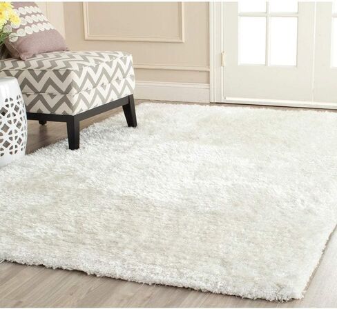SAFAVIEH South Beach Shag Collection Area Rug - 8' x 10', Champagne, Handmade, 1.8-inch Thick Ideal for High Traffic Areas in Living Room, Bedroom (SBS562C) in Saudi Arabia