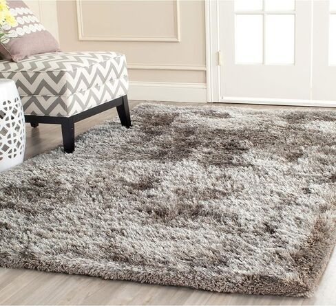 SAFAVIEH South Beach Shag Collection Area Rug - 8' x 10', Champagne, Handmade, 1.8-inch Thick Ideal for High Traffic Areas in Living Room, Bedroom (SBS562C) in Saudi Arabia