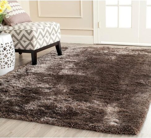 SAFAVIEH South Beach Shag Collection Area Rug - 8' x 10', Champagne, Handmade, 1.8-inch Thick Ideal for High Traffic Areas in Living Room, Bedroom (SBS562C) in Saudi Arabia