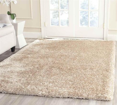 سجادة منطقة SAFAVIEH South Beach Shag Collection - 8 × 10 بوصة، بلون الشمبانيا، مصنوعة يدويًا، بسُمك 1.8 بوصة مثالية للمناطق ذات حركة المرور العالية في غرفة المعيشة وغرفة النوم (SBS562C) in Saudi Arabia