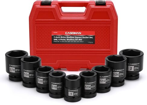 CASOMAN 10 قطع 1 بوصة مجموعة مقابس الصدمات العميقة، متري، CR-MO، 21,22,24,27,29,30,32,33,38,41 ملم، مجموعة مقابس الصدمات لمحور المغزل العميق in Kuwait