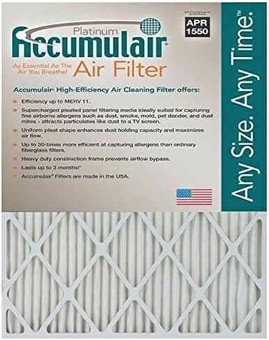 Accumulair® Platinum 20x30x1 (19.5x29.5) فلتر هواء/مرشحات فرن MERV 11 (6 عبوات) in Kuwait
