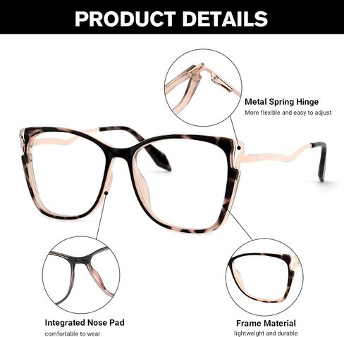 Zeelool Fashion Cat Eye Glasses Frame for Women with Non-prescription HD Clear Lens JGX278890 in Saudi Arabia