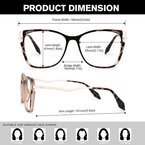 Zeelool Fashion Cat Eye Glasses Frame for Women with Non-prescription HD Clear Lens JGX278890 in Saudi Arabia