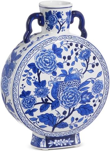 Raz Imports 2024 The English Manor 12.5" Handled Blue and White Floral Vase in Saudi Arabia