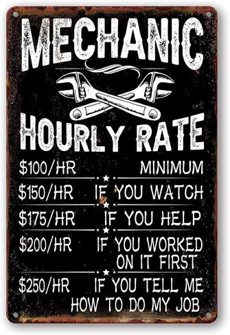 Novelty Metal Tin Sign for Safety Sign Auto Body Labor Rates Aluminum Garden Yard Signs Christmas Birthday Gifts Home Decor Farm House Garage Art Wall Sign 12"x16" in Saudi Arabia