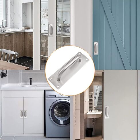 Rectangular Pull Push Door Plate Handle,2pcs 8inch Stainless Steel Heavy Duty Barn Door Pull with Mounting Screws for Shed Commercial Fire Door(Silver, 200x65mm) in Kuwait