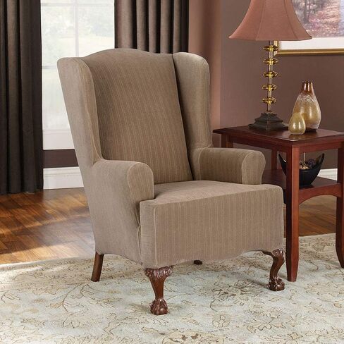 غطاء من قطعة واحدة للكرسي على شكل حرف T من SureFit، مناسب للشكل، بوليستر/ألياف لدنة، يمكن غسله في الغسالة، لون رمادي داكن in Kuwait