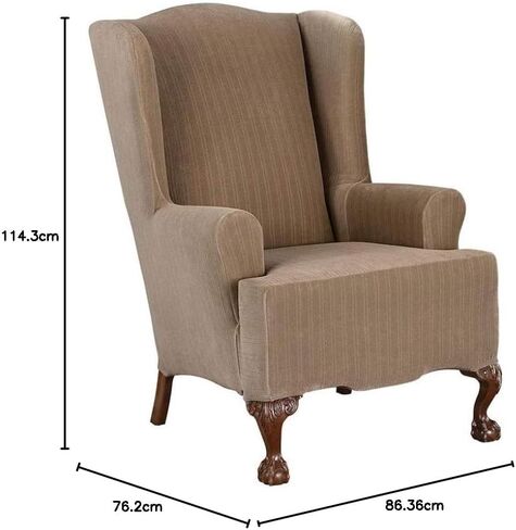 غطاء من قطعة واحدة للكرسي على شكل حرف T من SureFit، مناسب للشكل، بوليستر/ألياف لدنة، يمكن غسله في الغسالة، لون رمادي داكن in Kuwait