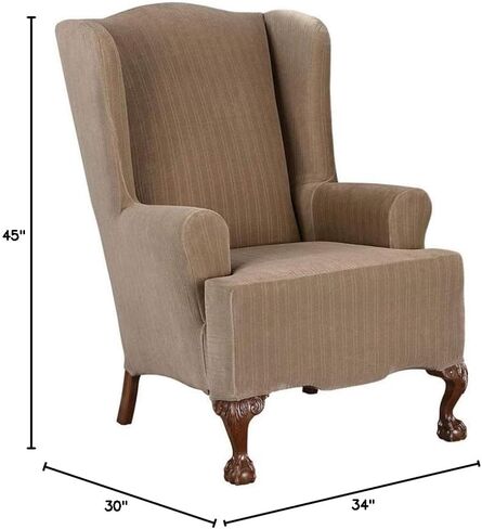 غطاء من قطعة واحدة للكرسي على شكل حرف T من SureFit، مناسب للشكل، بوليستر/ألياف لدنة، يمكن غسله في الغسالة، لون رمادي داكن in Kuwait