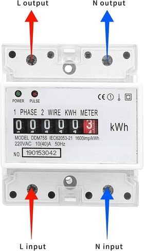 Electric Meter, Single Phase 4P LED DIN-Rail Electricity Power Consumption Wattmeter Energy Meter DDM75S 10 to 40A Digital Display in Saudi Arabia