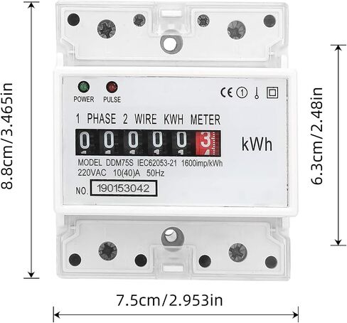 Electric Meter, Single Phase 4P LED DIN-Rail Electricity Power Consumption Wattmeter Energy Meter DDM75S 10 to 40A Digital Display in Saudi Arabia