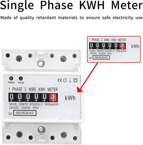 Electric Meter, Single Phase 4P LED DIN-Rail Electricity Power Consumption Wattmeter Energy Meter DDM75S 10 to 40A Digital Display in Saudi Arabia