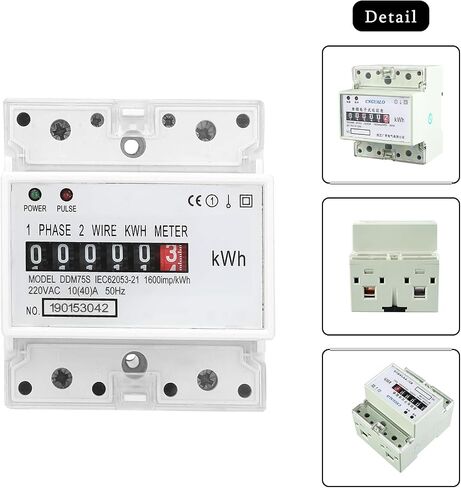 Electric Meter, Single Phase 4P LED DIN-Rail Electricity Power Consumption Wattmeter Energy Meter DDM75S 10 to 40A Digital Display in Saudi Arabia