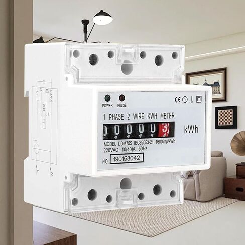 Electric Meter, Single Phase 4P LED DIN-Rail Electricity Power Consumption Wattmeter Energy Meter DDM75S 10 to 40A Digital Display in Saudi Arabia
