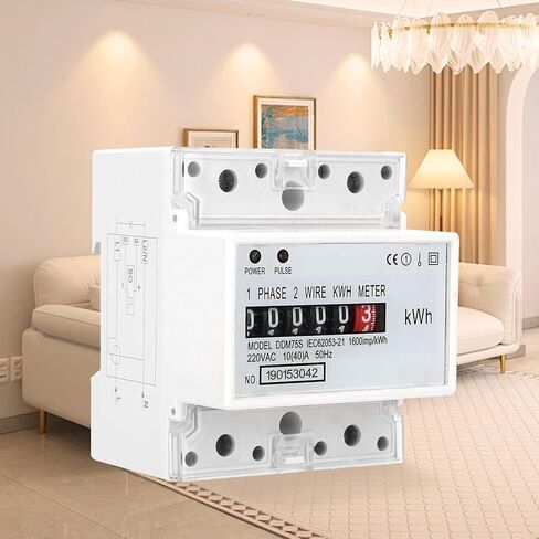 Electric Meter, Single Phase 4P LED DIN-Rail Electricity Power Consumption Wattmeter Energy Meter DDM75S 10 to 40A Digital Display in Saudi Arabia