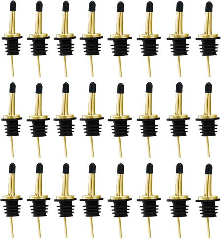 WAFJAMF 24 Pcs Stainless Steel Liquor Pour Spouts Set, Liquor Bottle Pourers with Rubber Dust Caps for Pours Liquid, Olive Oil, Wine, Vinegar (Gold-24 Pack) in Saudi Arabia