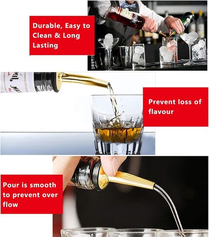 WAFJAMF 24 Pcs Stainless Steel Liquor Pour Spouts Set, Liquor Bottle Pourers with Rubber Dust Caps for Pours Liquid, Olive Oil, Wine, Vinegar (Gold-24 Pack) in Saudi Arabia