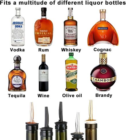 WAFJAMF 24 Pcs Stainless Steel Liquor Pour Spouts Set, Liquor Bottle Pourers with Rubber Dust Caps for Pours Liquid, Olive Oil, Wine, Vinegar (Gold-24 Pack) in Saudi Arabia