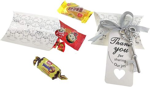 Wedding Party Favor Set,Skeleton Key Bottle Openers Candy Boxes Escort Tags and Jute Rope Souvenir Gift Set(Red Copper Tone,50 sets with 5 Styles) in Saudi Arabia