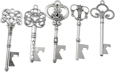 Wedding Party Favor Set,Skeleton Key Bottle Openers Candy Boxes Escort Tags and Jute Rope Souvenir Gift Set(Red Copper Tone,50 sets with 5 Styles) in Saudi Arabia