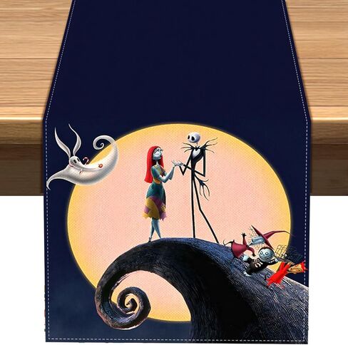 Vohado The Nightmare Before Christmas Table Runner Halloween Jack and Sally زينة الحفلات غرفة الطعام ديكور طاولة المطبخ المنزلي in Kuwait