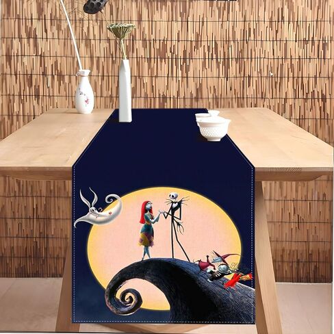 Vohado The Nightmare Before Christmas Table Runner Halloween Jack and Sally زينة الحفلات غرفة الطعام ديكور طاولة المطبخ المنزلي in Kuwait